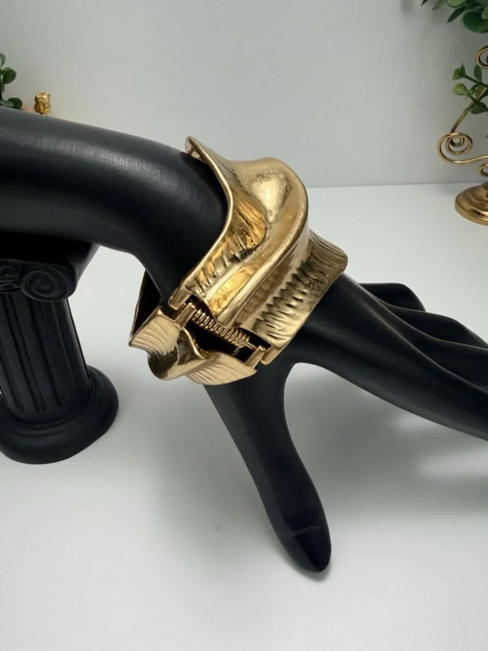 Zara Golden Sculptural Statement  Bracelet For Women Abstract Design - Picture 3 of 10